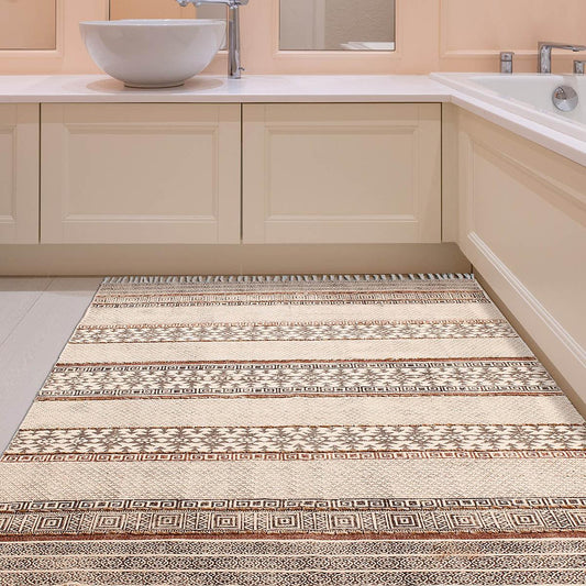 Geometric Thread Work Gray Black Interior Decor Cotton Rug Geometric Thread Work Gray Black Interior Decor Cotton Rug