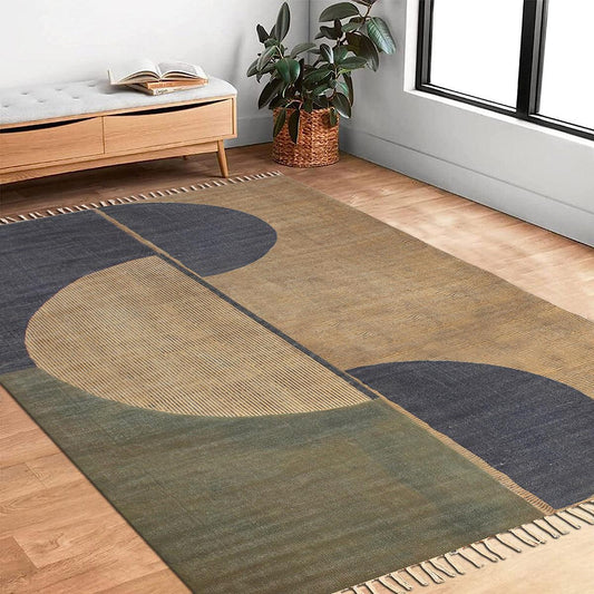 Attractive Thread Work Brown Blue Home Decor Cotton Dhurries Attractive Thread Work Brown Blue Home Decor Cotton Dhurries