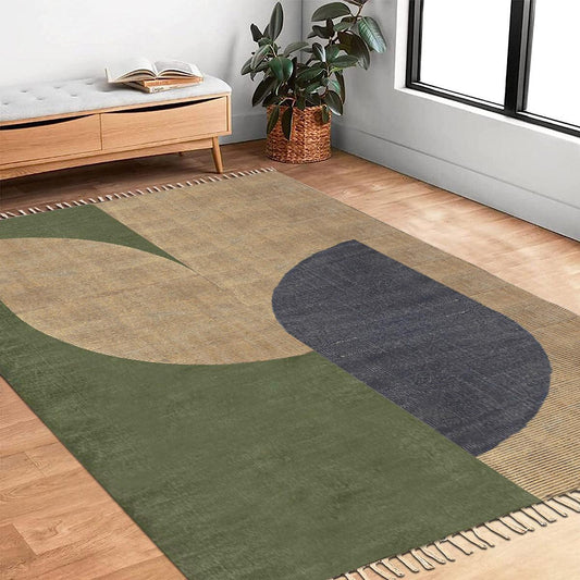 Filo ecologico da lavoro marrone blu decorazione per la casa cotone Dhurries Filo ecologico da lavoro marrone blu decorazione per la casa cotone Dhurries