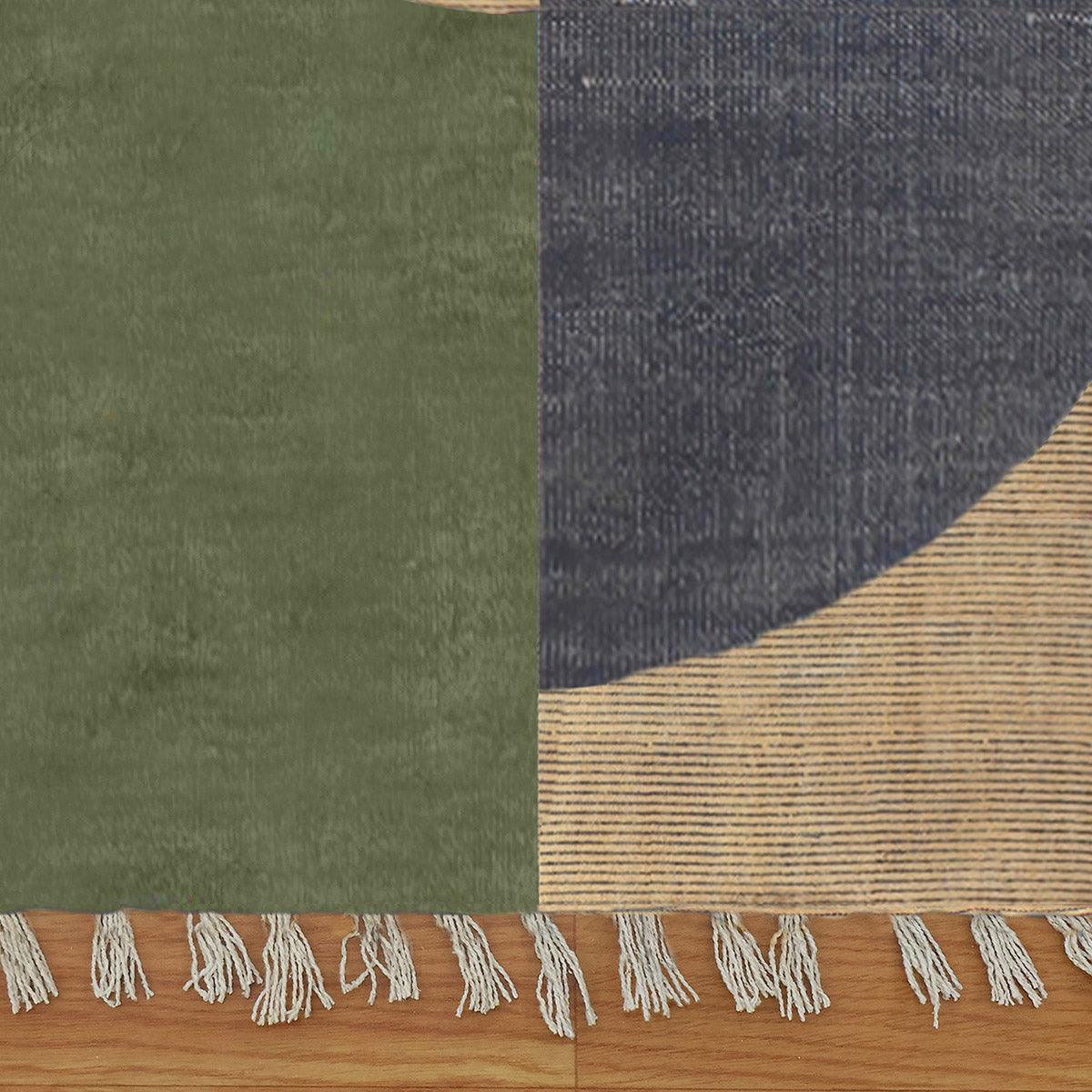 Eco Friendly Thread Work Brown Blue Home Decor Cotton Dhurries - Indian Rug Store Eco Friendly Thread Work Brown Blue Home Decor Cotton Dhurries - Indian Rug Store