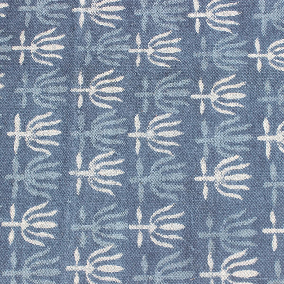 Hand Block Print Work Blue Bordered Trendy Farmhouse Decor Cotton Rug - Indian Rug Store Hand Block Print Work Blue Bordered Trendy Farmhouse Decor Cotton Rug - Indian Rug Store