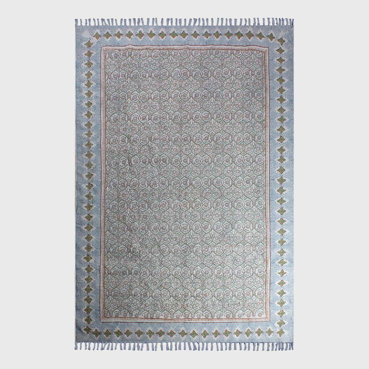 Brown Gray Embellishment Work Bordered Trendy Cotton Rug - Indian Rug Store