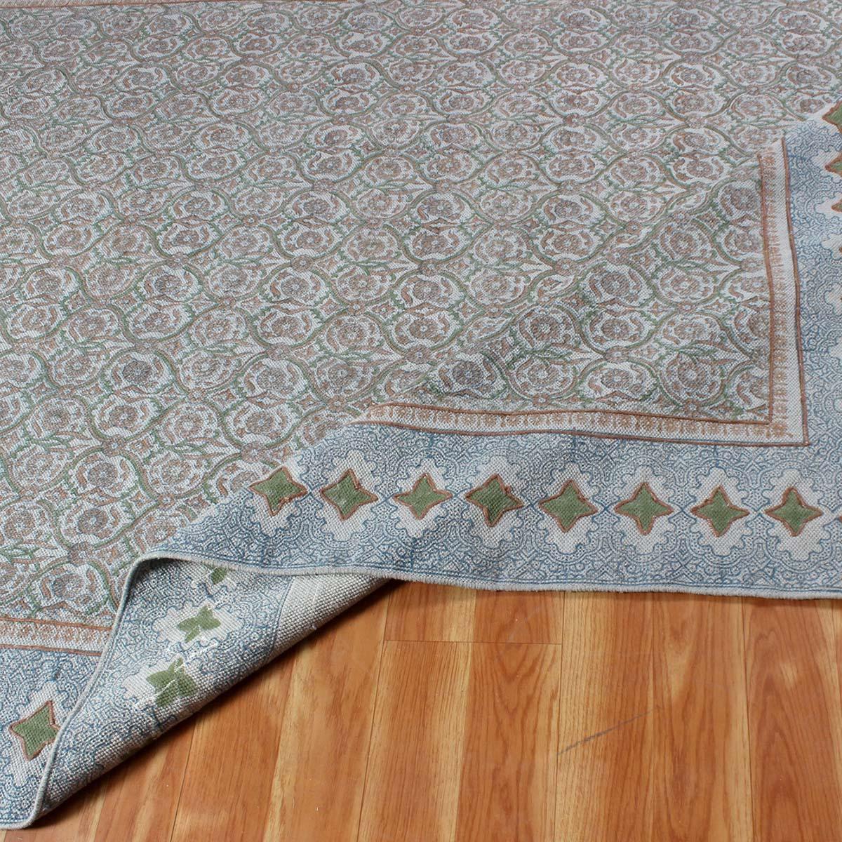 Brown Gray Embellishment Work Bordered Trendy Cotton Rug - Indian Rug Store