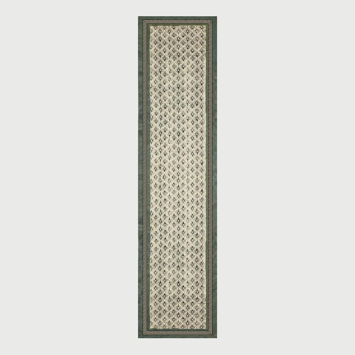 Hand Block Print Work Floral Trendy Living Area Green Black Cotton Rug