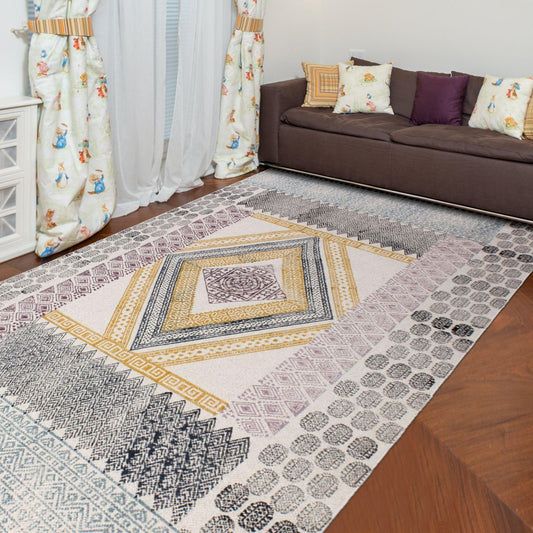 Hand Block Print Work Yellow Black Geometric Trendy Outhouse Decor Cotton Rug Hand Block Print Work Yellow Black Geometric Trendy Outhouse Decor Cotton Rug