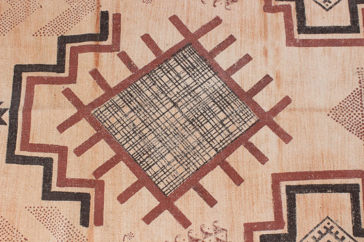 Geometric Hand Block Print Work Brown Beige Attractive Entrance Decor Cotton Rug - Indian Rug Store Geometric Hand Block Print Work Brown Beige Attractive Entrance Decor Cotton Rug - Indian Rug Store
