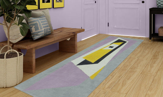 Tappeto d'ingresso in cotone con stampa a blocchi a mano, giallo e nero, elegante Tappeto d'ingresso in cotone con stampa a blocchi a mano, giallo e nero, elegante