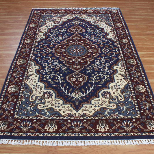 Tappeti blu per interni ecologici fatti a mano 2594 Tappeti blu per interni ecologici fatti a mano 2594