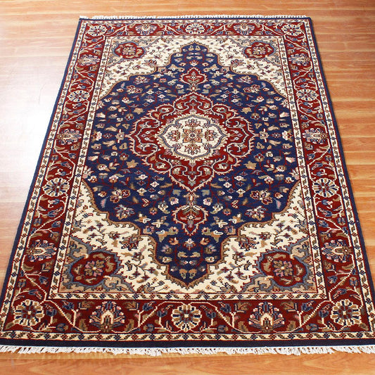 Alfombras de lana con mechones hechos a mano de color azul y fibra natural 2641 Alfombras de lana con mechones hechos a mano de color azul y fibra natural 2641