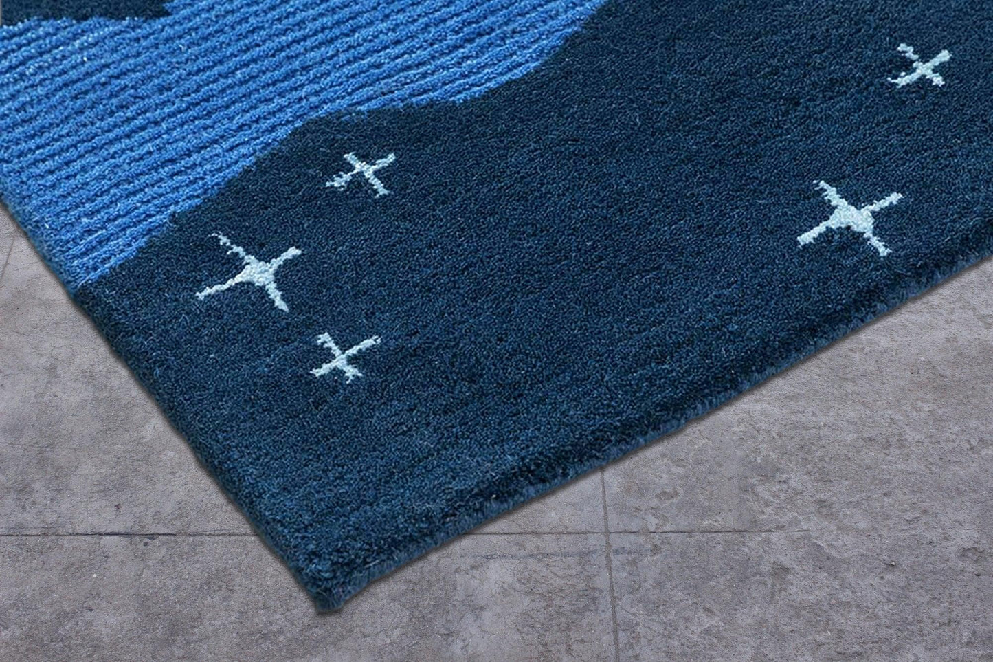 Hand Tufted Wool Blue Modren Kids Play Area Rug - Indian Rug Store Hand Tufted Wool Blue Modren Kids Play Area Rug - Indian Rug Store