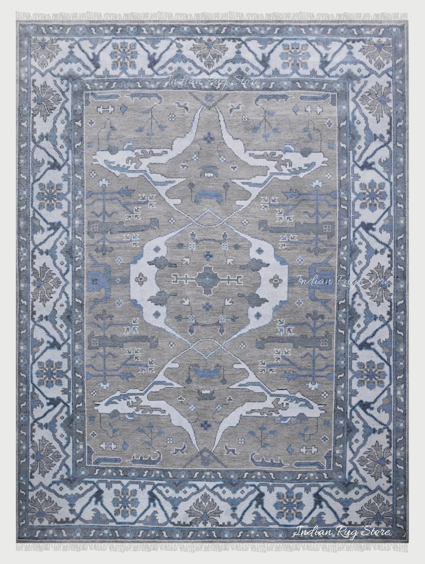 Handmade Gray Mutlicolor Bedroom Living Room Rug - Indian Rug Store