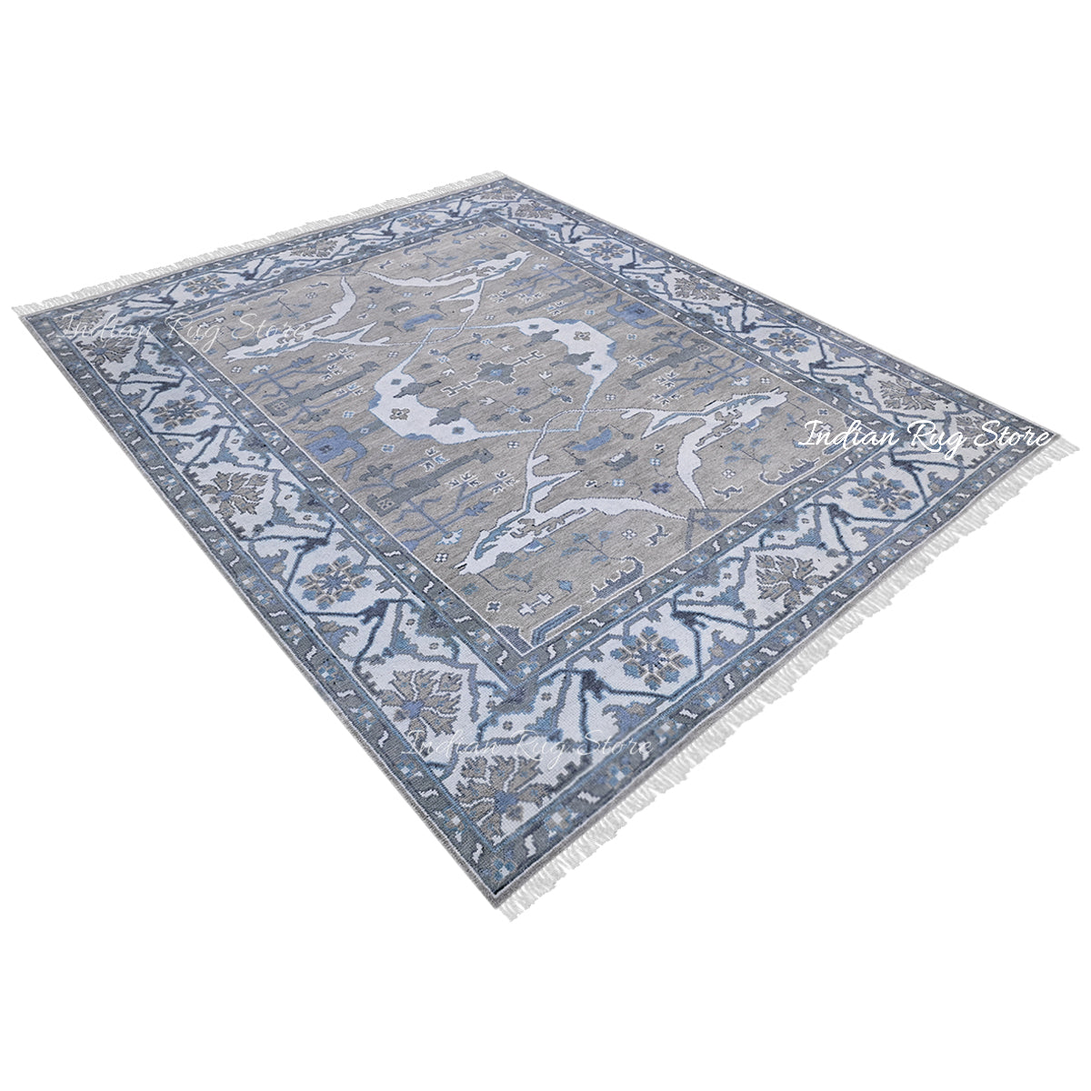 Handmade Gray Mutlicolor Bedroom Living Room Rug - Indian Rug Store