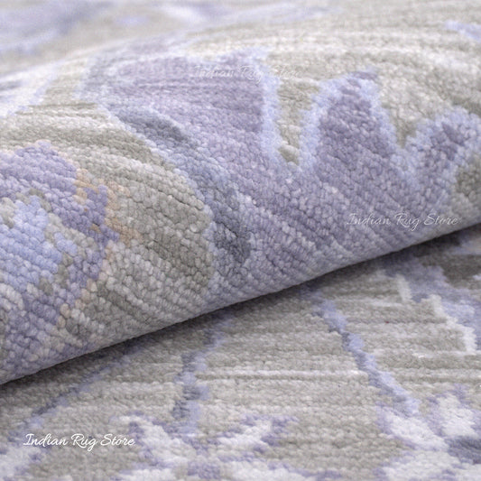 Alfombra decorativa de lana anudada a mano para dormitorio de color gris Alfombra decorativa de lana anudada a mano para dormitorio de color gris