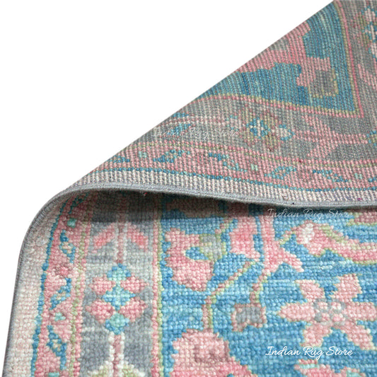 Tappeto multicolore blu in lana fatto a mano indiano per la casa Tappeto multicolore blu in lana fatto a mano indiano per la casa