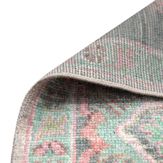 Multicolor Natural Handmade Wool Oushak Rug Multicolor Natural Handmade Wool Oushak Rug