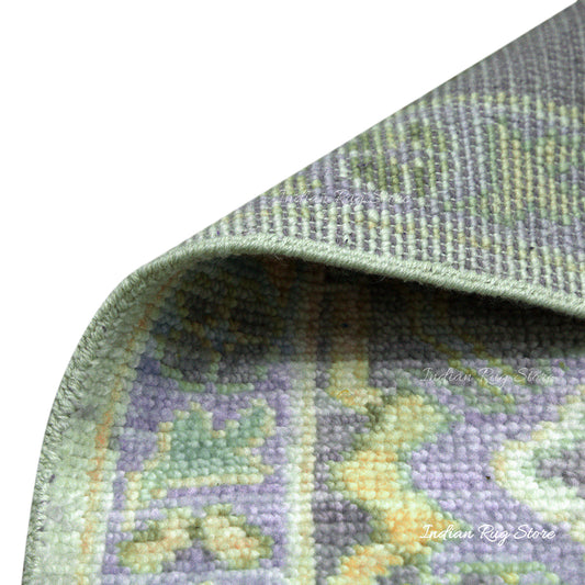 Tappeto zerbino Oushak in lana naturale grigio fatto a mano Tappeto zerbino Oushak in lana naturale grigio fatto a mano