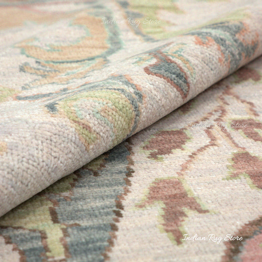 Tappetino da yoga da giardino in lana Oushak annodato a mano Tappetino da yoga da giardino in lana Oushak annodato a mano