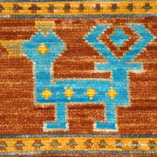 Tappeto da soggiorno multicolore rosso in lana annodato a mano Tappeto da soggiorno multicolore rosso in lana annodato a mano