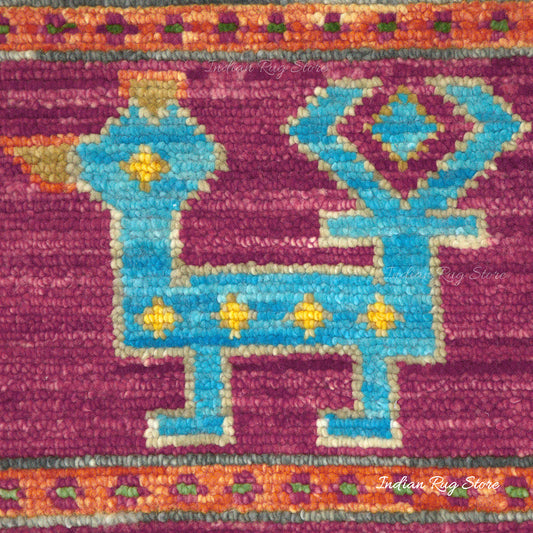 Hand Knotted Wool Magenta Multicolor Living Room Rug Hand Knotted Wool Magenta Multicolor Living Room Rug