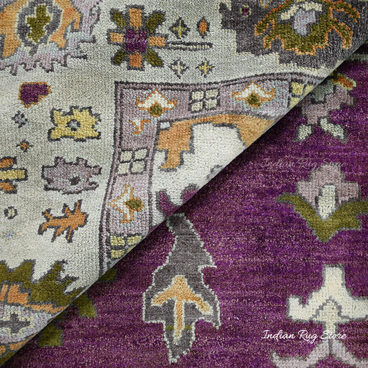 Multicolor Hand Knotted Modern Oushak Bed Room Wool Rug Multicolor Hand Knotted Modern Oushak Bed Room Wool Rug