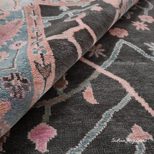 Brown Hand Knotted Modern Oushak Bed Room Wool Rug Brown Hand Knotted Modern Oushak Bed Room Wool Rug