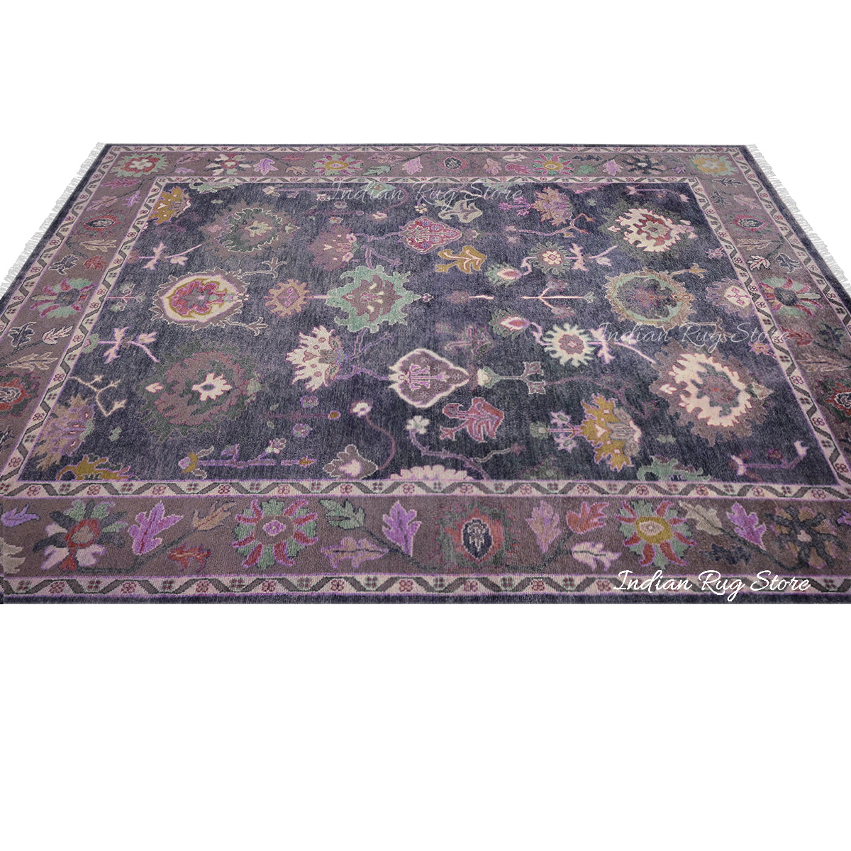 Purple Hand Knotted Modern Oushak Wool Area Rug - Indian Rug Store Purple Hand Knotted Modern Oushak Wool Area Rug - Indian Rug Store