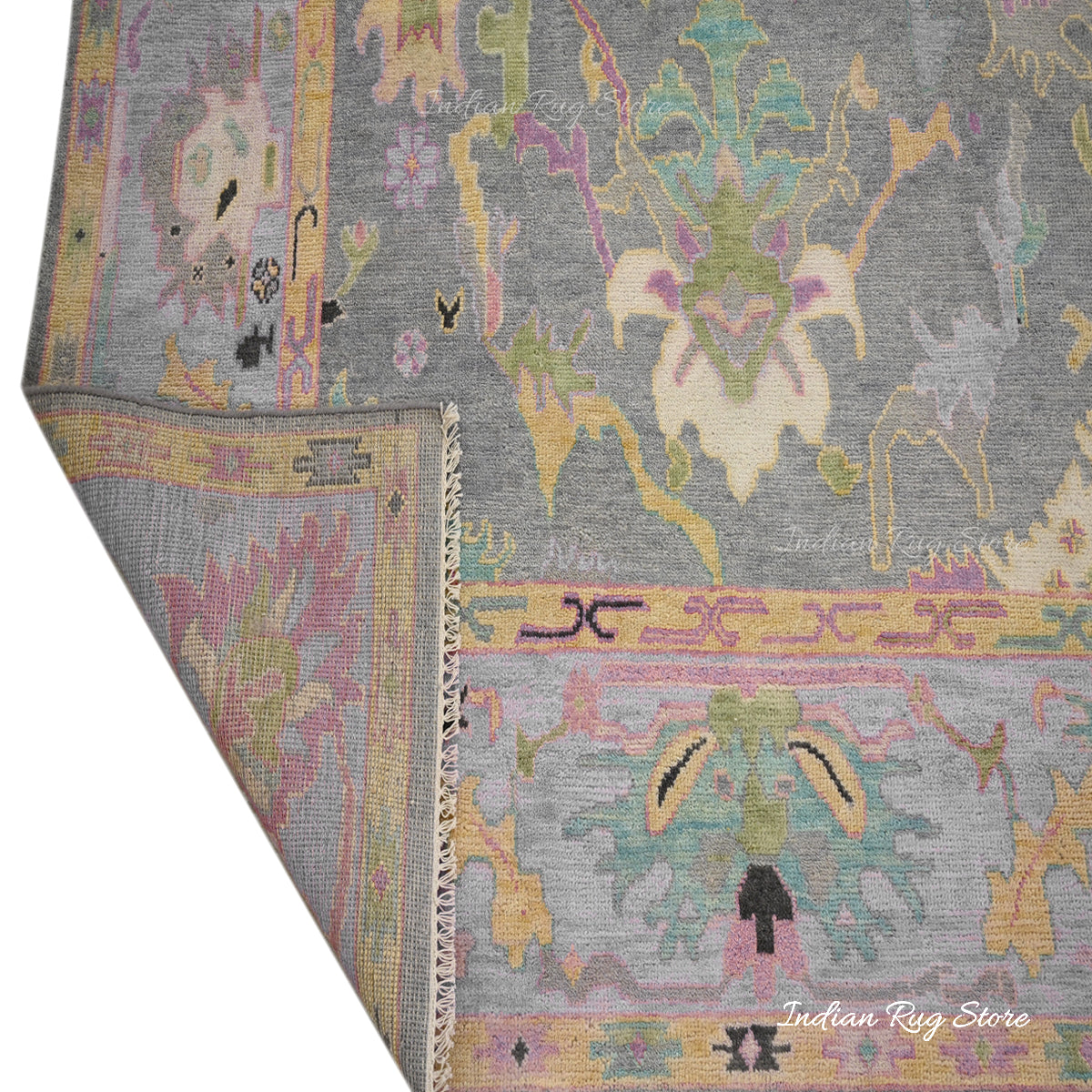 Hand Knotted Modern Oushak Bed Room Wool Rug - Indian Rug Store Hand Knotted Modern Oushak Bed Room Wool Rug - Indian Rug Store