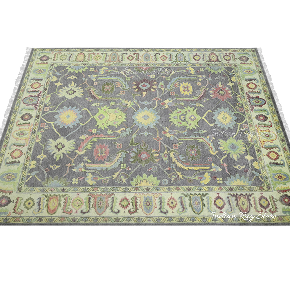 Hand Knotted Multicolor Oushak for Bedroom Area Rug - Indian Rug Store Hand Knotted Multicolor Oushak for Bedroom Area Rug - Indian Rug Store