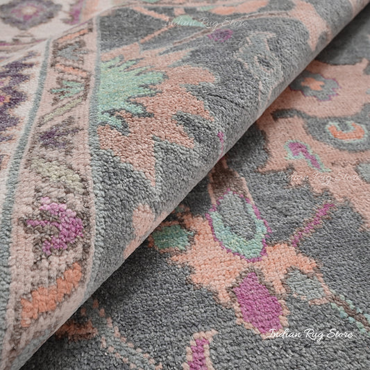 Natural Hand Knotted Oushak for Bedroom Multicolor Rug Natural Hand Knotted Oushak for Bedroom Multicolor Rug