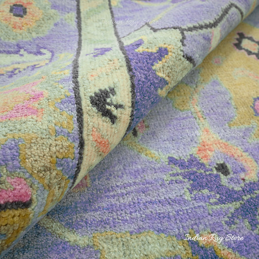 Natural Hand Knotted Purple Oushak for Bedroom Rug Natural Hand Knotted Purple Oushak for Bedroom Rug