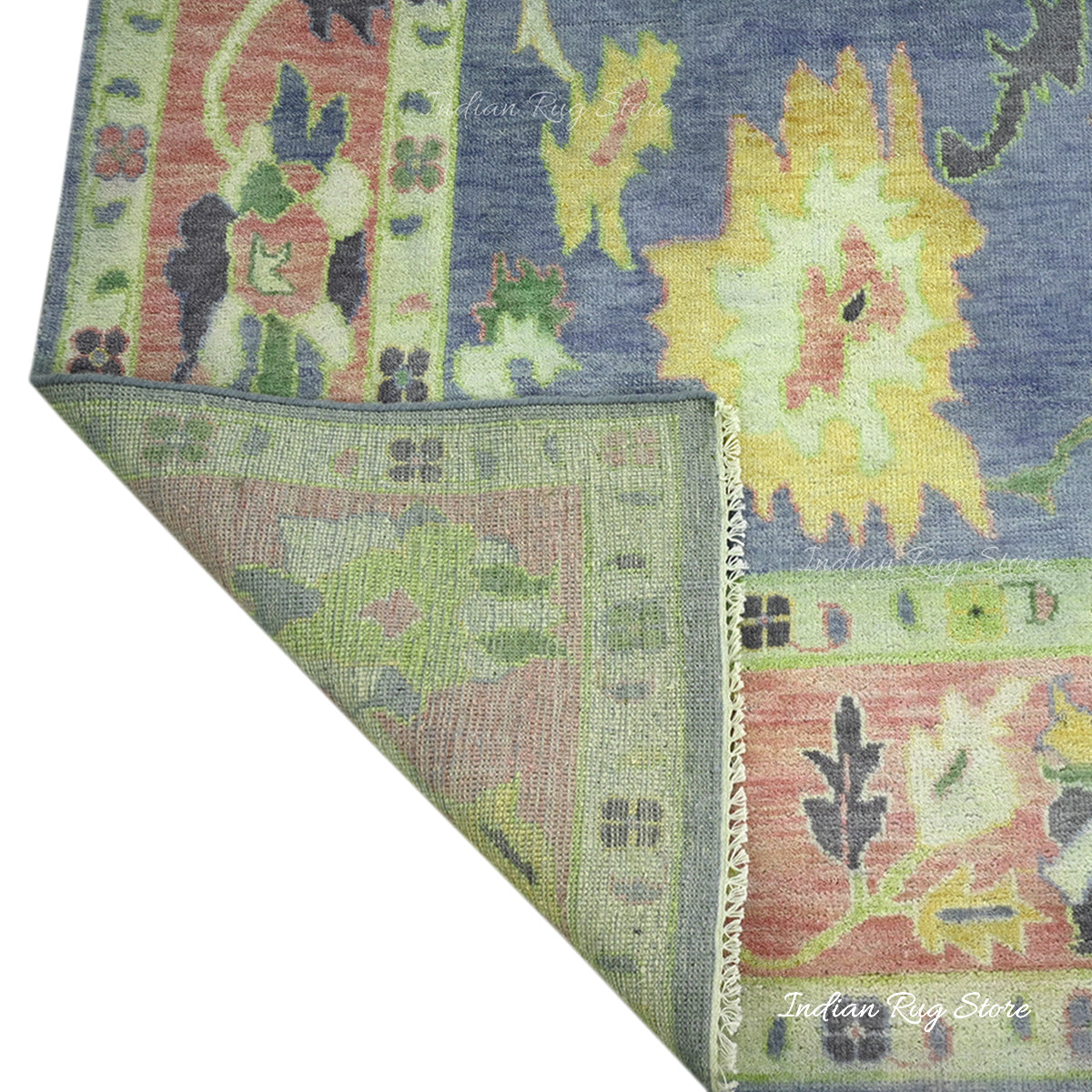 Hand Knotted Modern Oushak Bedroom Wool Area Rug - Indian Rug Store Hand Knotted Modern Oushak Bedroom Wool Area Rug - Indian Rug Store