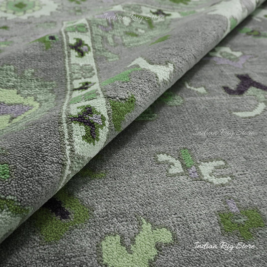 Tappeto in lana Oushak antico vintage multicolore grigio Tappeto in lana Oushak antico vintage multicolore grigio