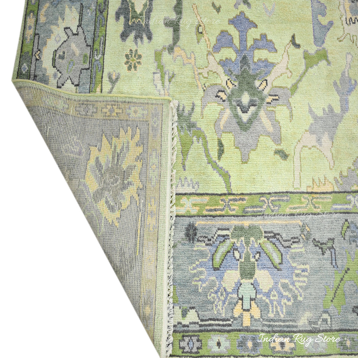 Multicolor Hand Knotted Modern Oushak Bedroom Wool Rug - Indian Rug Store Multicolor Hand Knotted Modern Oushak Bedroom Wool Rug - Indian Rug Store