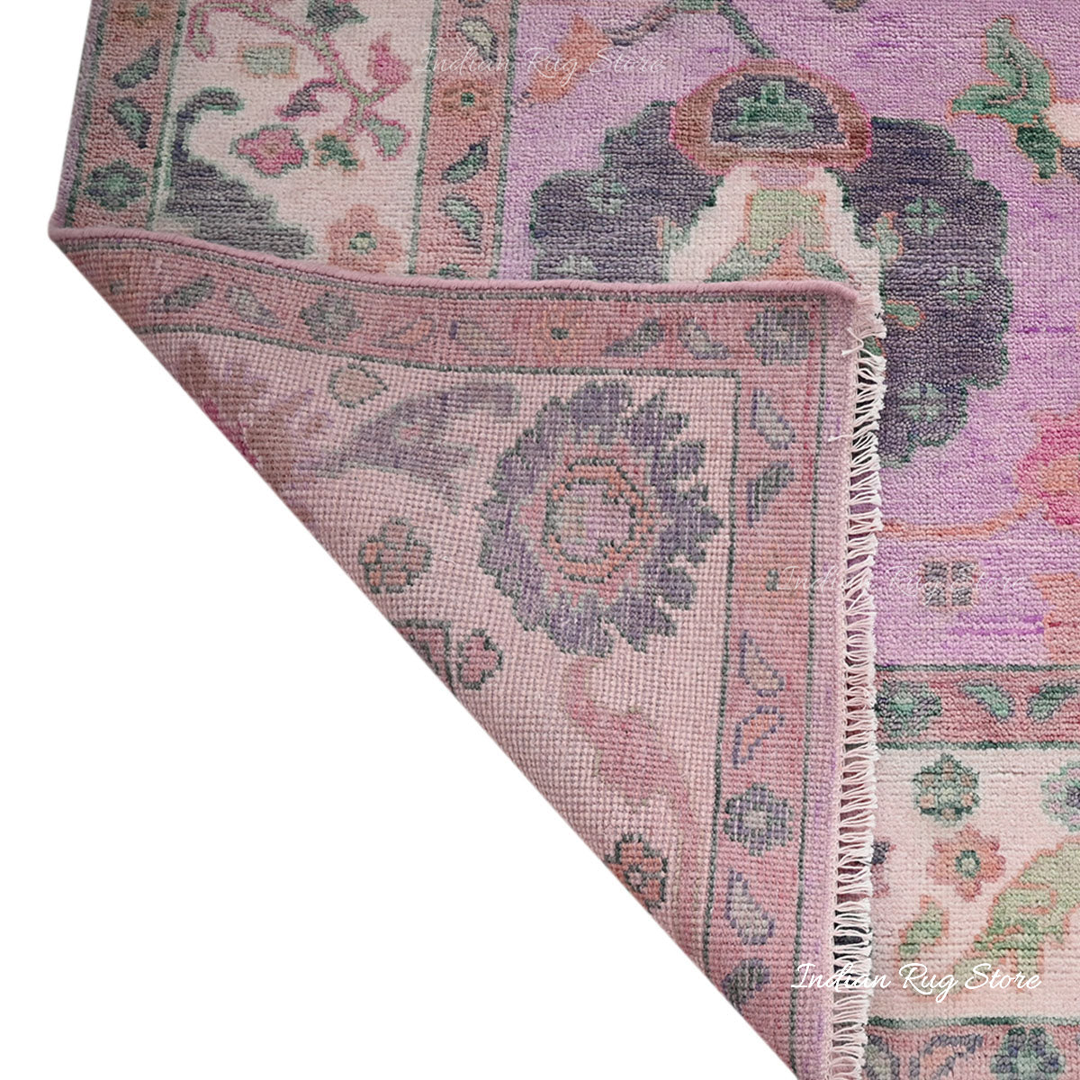 Natural Pink Oushak Handmade Wool Area Rug - Indian Rug Store Natural Pink Oushak Handmade Wool Area Rug - Indian Rug Store