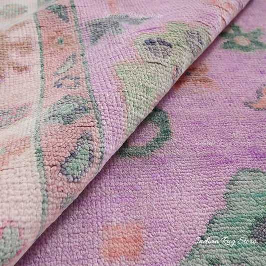 Tappeto fatto a mano in lana blu Oushak per la casa colonica Tappeto fatto a mano in lana blu Oushak per la casa colonica