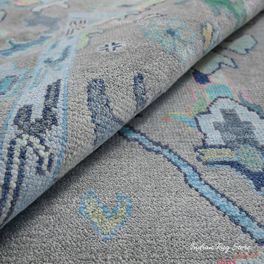 Tappeto da pranzo in lana multicolore grigio annodato a mano Tappeto da pranzo in lana multicolore grigio annodato a mano