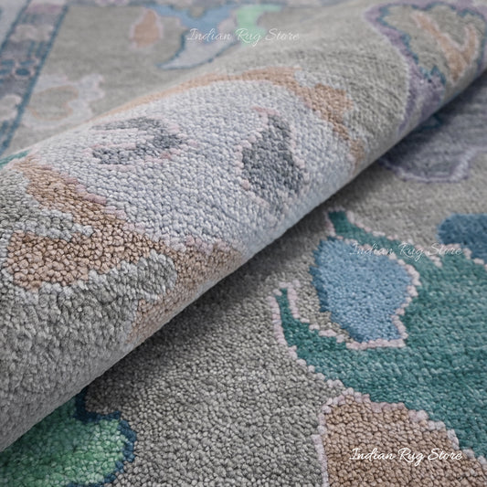 Blue Vintage Antique Multicolor Oushak Wool Area Rug Blue Vintage Antique Multicolor Oushak Wool Area Rug