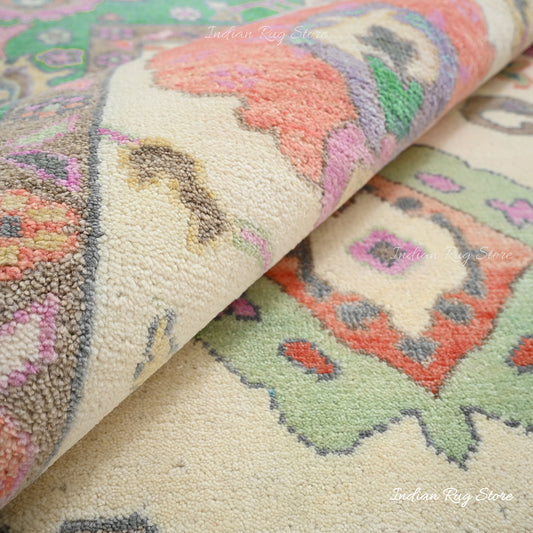 Tappeto in lana Oushak antico vintage multicolore grigio Tappeto in lana Oushak antico vintage multicolore grigio