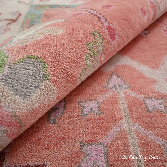 Tappeto multicolore verde in lana annodato a mano per soggiorno Tappeto multicolore verde in lana annodato a mano per soggiorno