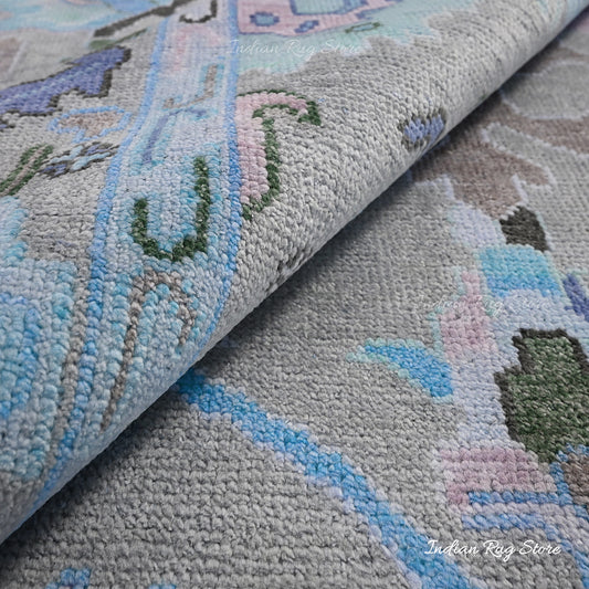 Tappeto multicolore verde in lana annodato a mano per soggiorno Tappeto multicolore verde in lana annodato a mano per soggiorno