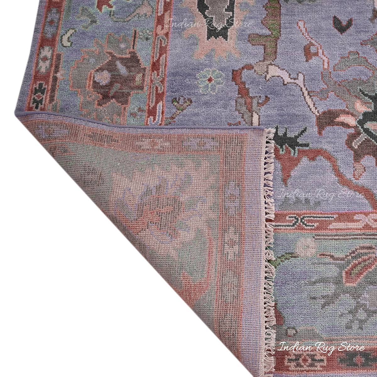 Hand Knotted Light Purple Multicolor Wool Living Room Area Rug - Indian Rug Store Hand Knotted Light Purple Multicolor Wool Living Room Area Rug - Indian Rug Store