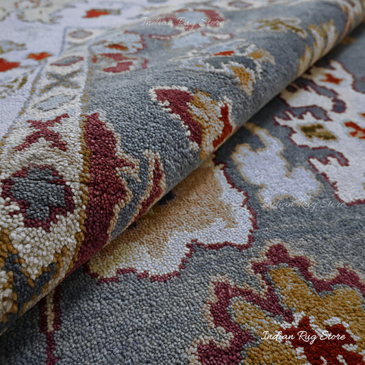 Tappeto fatto a mano grigio multicolore per camera da letto e soggiorno Tappeto fatto a mano grigio multicolore per camera da letto e soggiorno