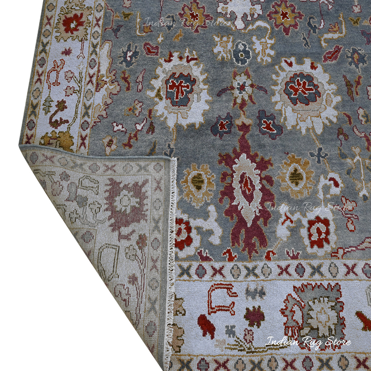 Handmade Gray and Black Mutlicolor Bedroom Living Room Rug - Indian Rug Store Handmade Gray and Black Mutlicolor Bedroom Living Room Rug - Indian Rug Store