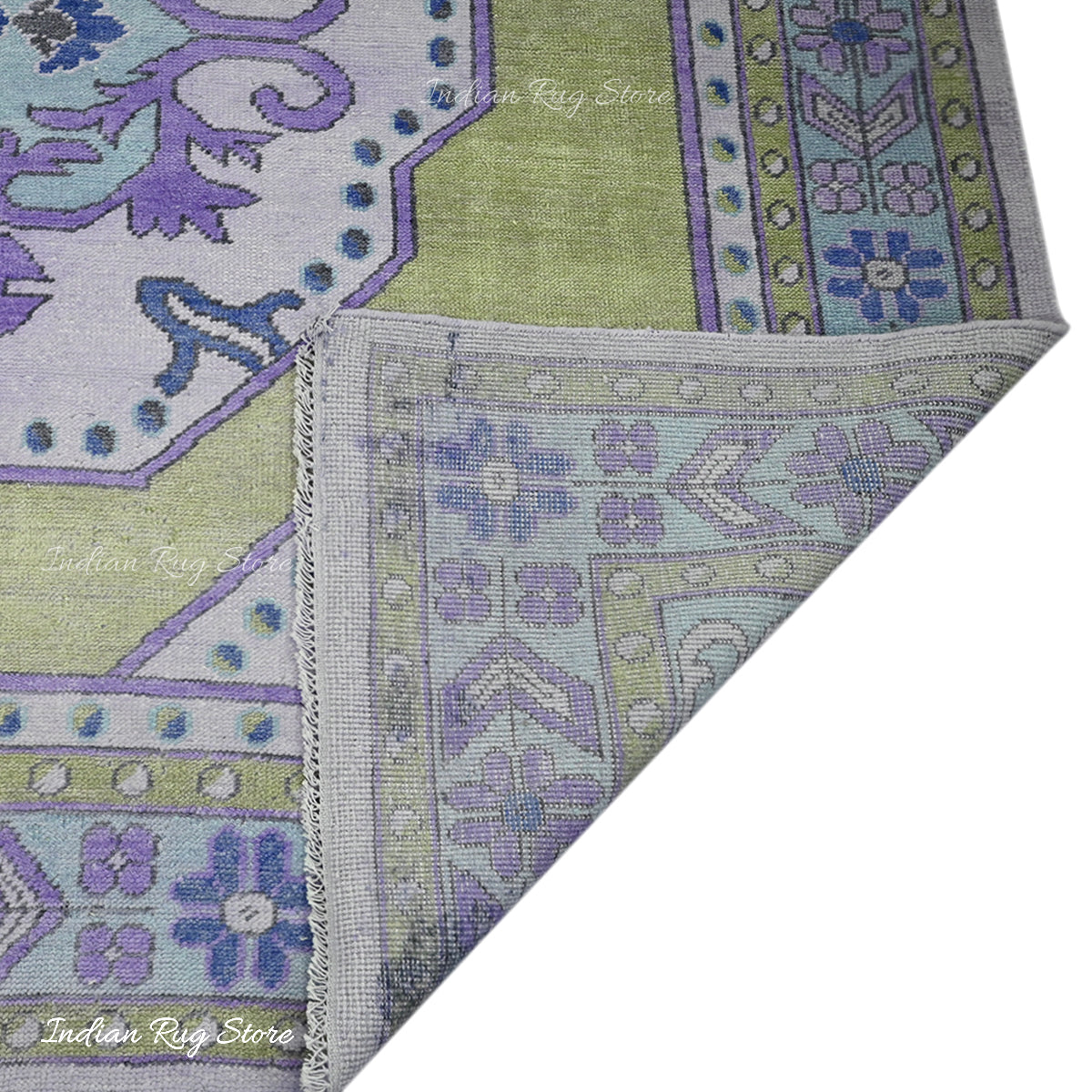 Multicolor Hand Knotted Wool Living Room Area Rug - Indian Rug Store Multicolor Hand Knotted Wool Living Room Area Rug - Indian Rug Store