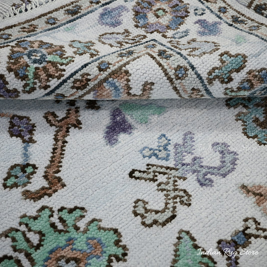 Tappeto multicolore verde in lana annodato a mano per soggiorno Tappeto multicolore verde in lana annodato a mano per soggiorno