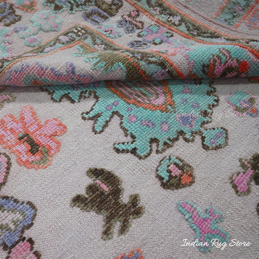 Tappeto da pranzo in lana multicolore grigio annodato a mano Tappeto da pranzo in lana multicolore grigio annodato a mano