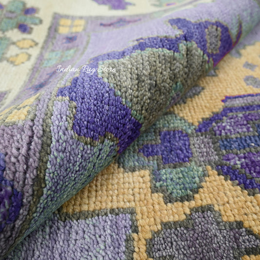 Tappeto multicolore verde in lana annodato a mano per soggiorno Tappeto multicolore verde in lana annodato a mano per soggiorno