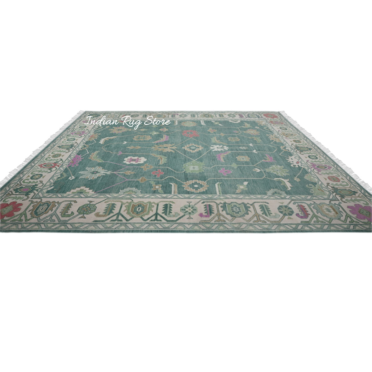 Hand Knotted Green Modern Oushak For Home Decor Wool Rug - Indian Rug Store Hand Knotted Green Modern Oushak For Home Decor Wool Rug - Indian Rug Store