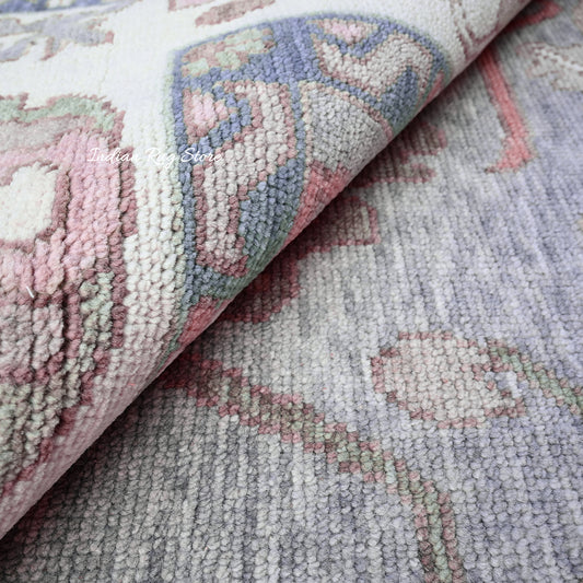 Tappeto moderno Oushak grigio annodato a mano per la cucina in lana IRSZ-107 Tappeto moderno Oushak grigio annodato a mano per la cucina in lana IRSZ-107