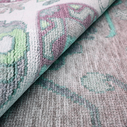 Hand Knotted Foggy Gray Beautiful Oushak Wool Rug Hand Knotted Foggy Gray Beautiful Oushak Wool Rug